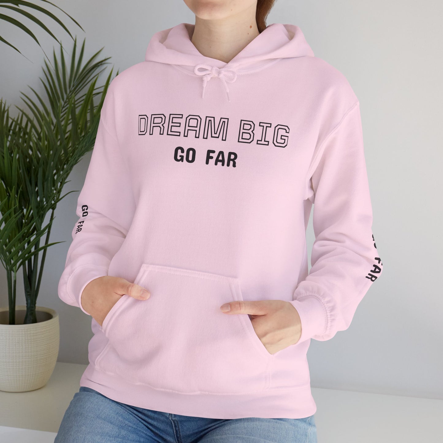 Dream Big Hoodie — Inspirational Watercolor Text Hooded Sweatshirt