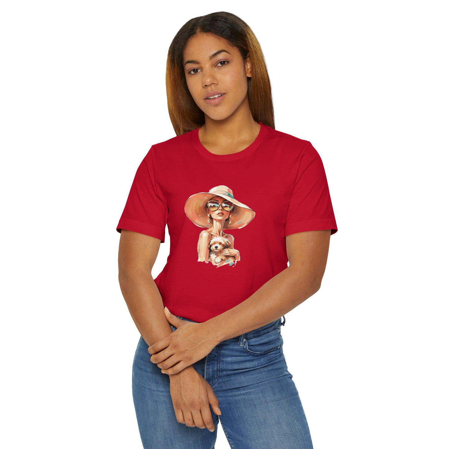Woman in Sun Hat Holding Puppy T-Shirt – Cute Summer Dog Lover Tee