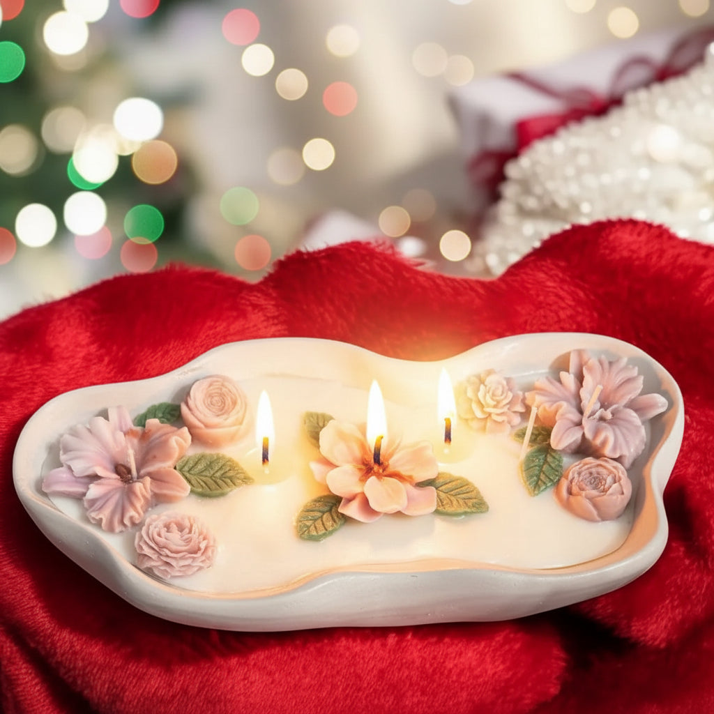 Floral Candle arrangement| Handmade Floral Candle Gift - MehrArt collections