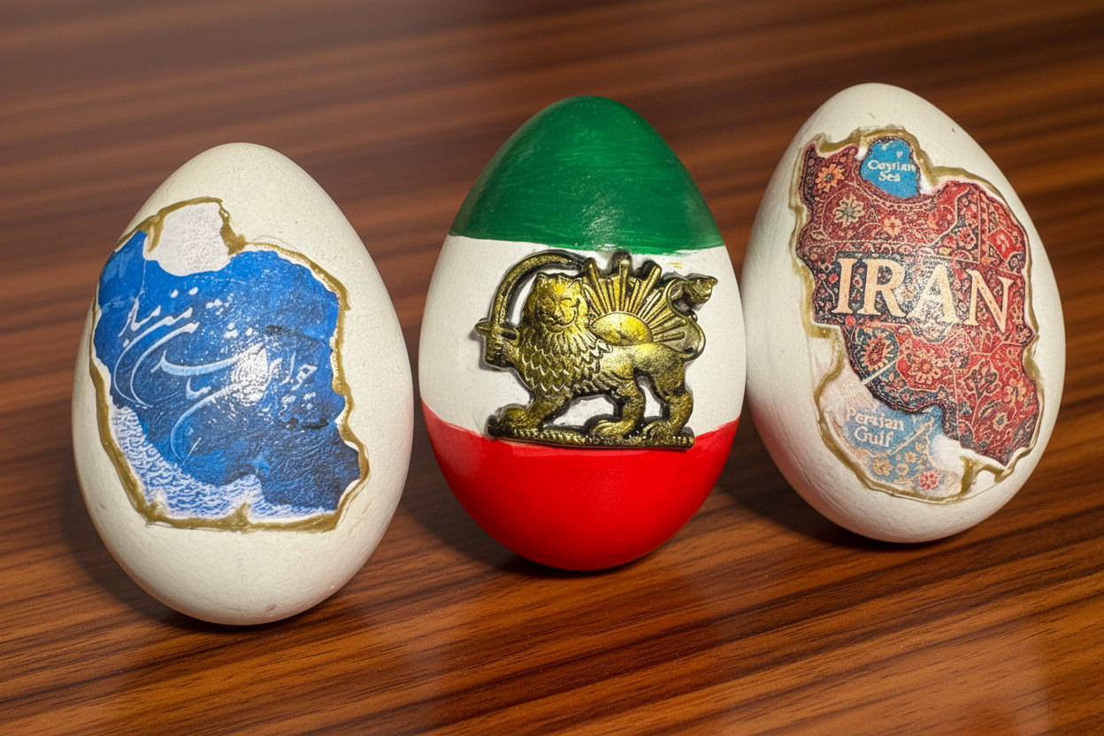 Nowruz Ian Flag , Iran map Eggs – Haft Seen Table Decor