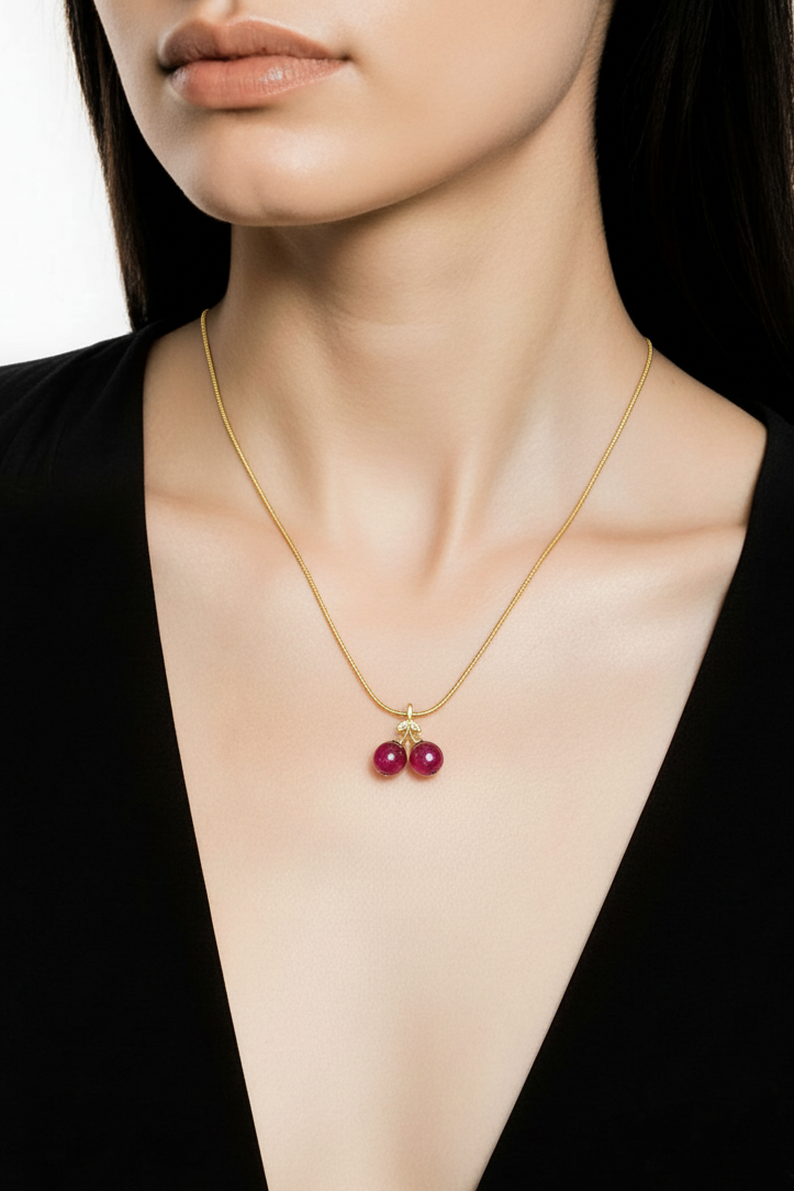 cherry Pendant Necklace Amethyst Cherry Pendant Necklace