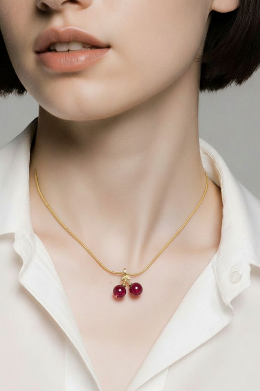 cherry Pendant Necklace Amethyst Cherry Pendant Necklace