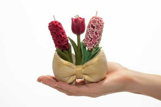 Beeswax flower bouquet candle, Hyacinth & tulip bouquet