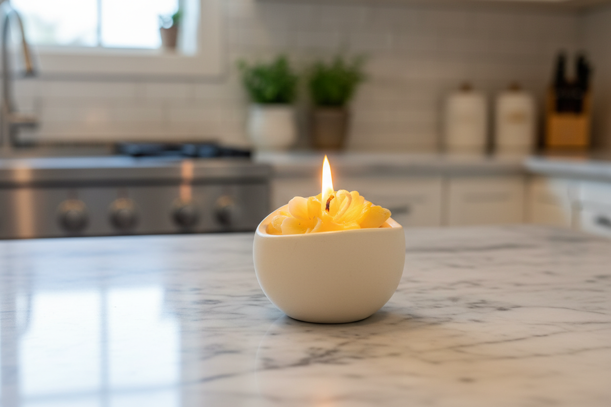 Beeswax Vanilla Candle in Handmade Flower Pot: Natural Home Decor