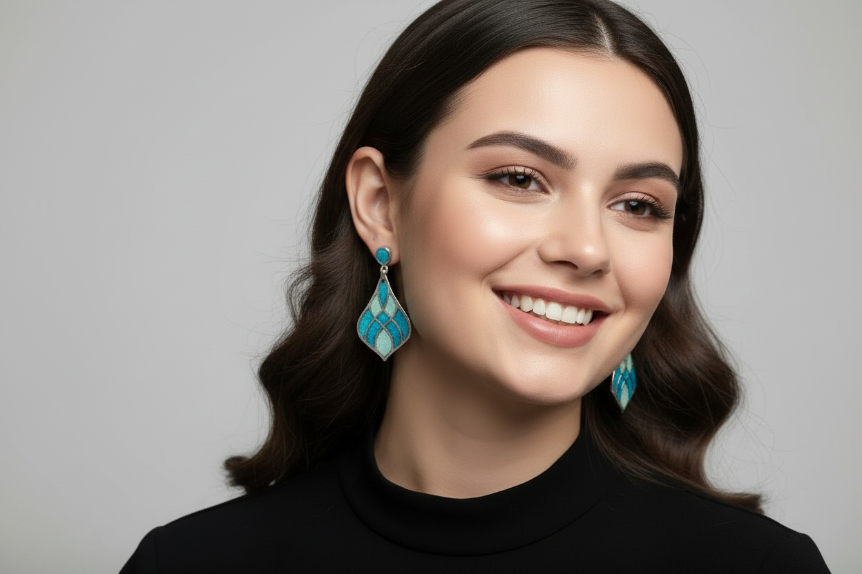 Frosty Blue Winter Wonderland Christmas Ornament Earrings