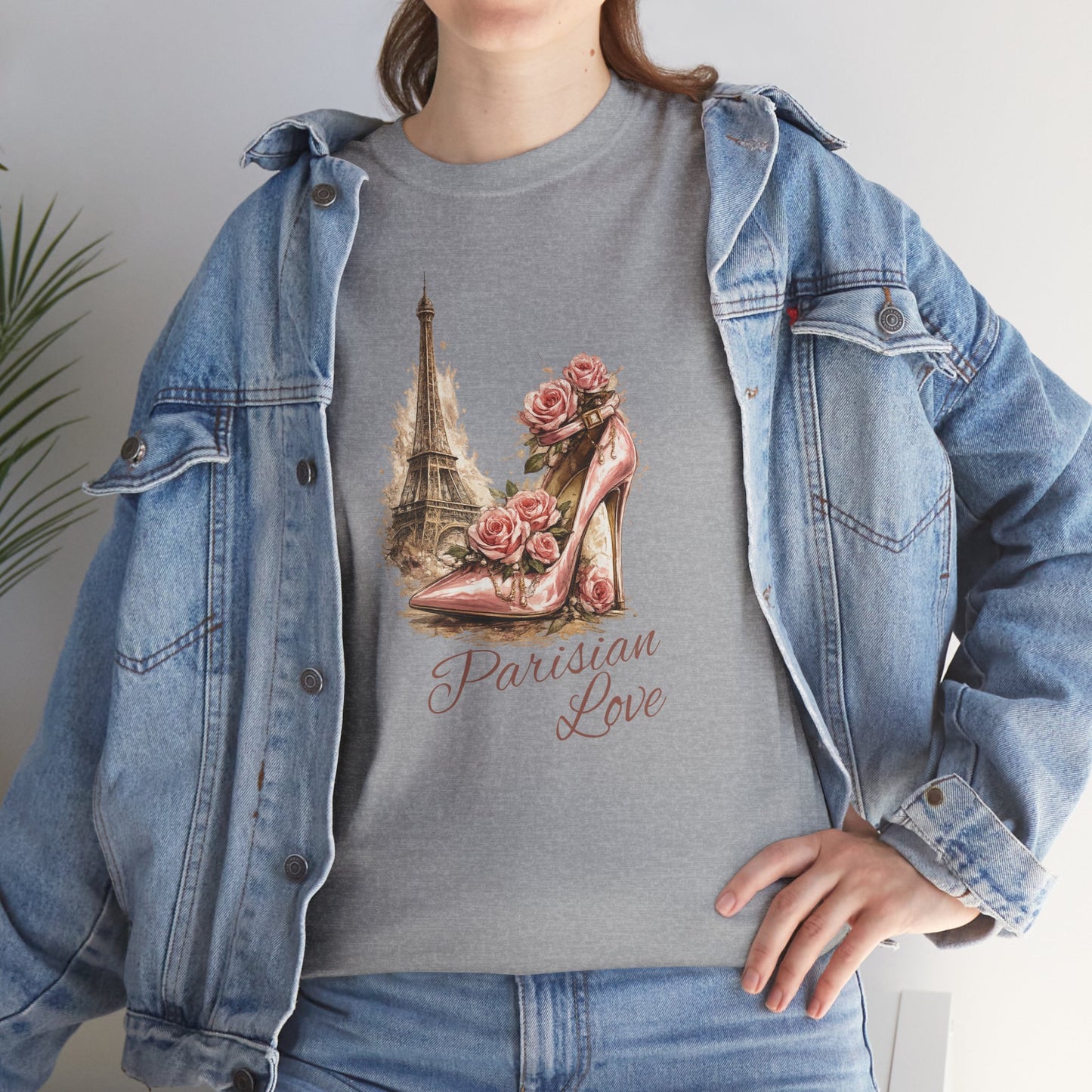 Parisian Love Tee — Eiffel Tower & Floral High Heel Graphic Shirt