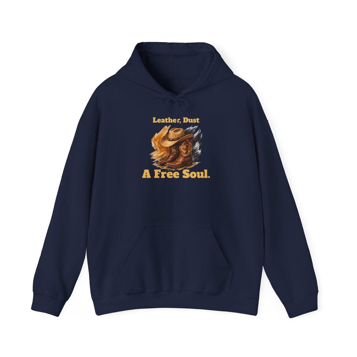 'Leather, Dust, A Free Soul' Hoodie — Vintage Boho Leather-Look Sweatshirt