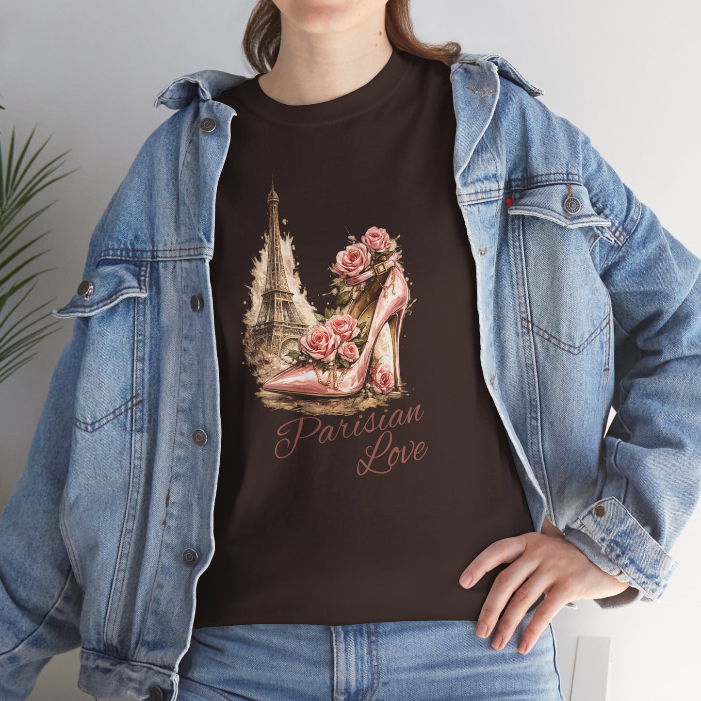 Parisian Love Tee — Eiffel Tower & Floral High Heel Graphic Shirt