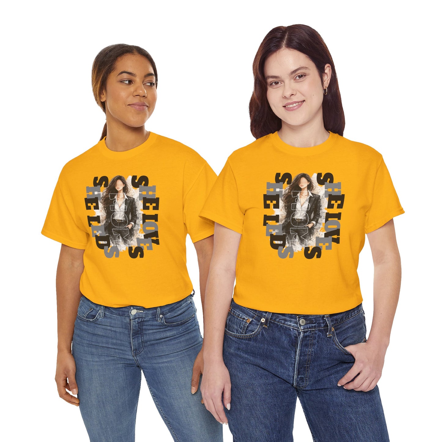 She Leads She Loves Graphic Tee — Feminine Empowerment T-Shirt