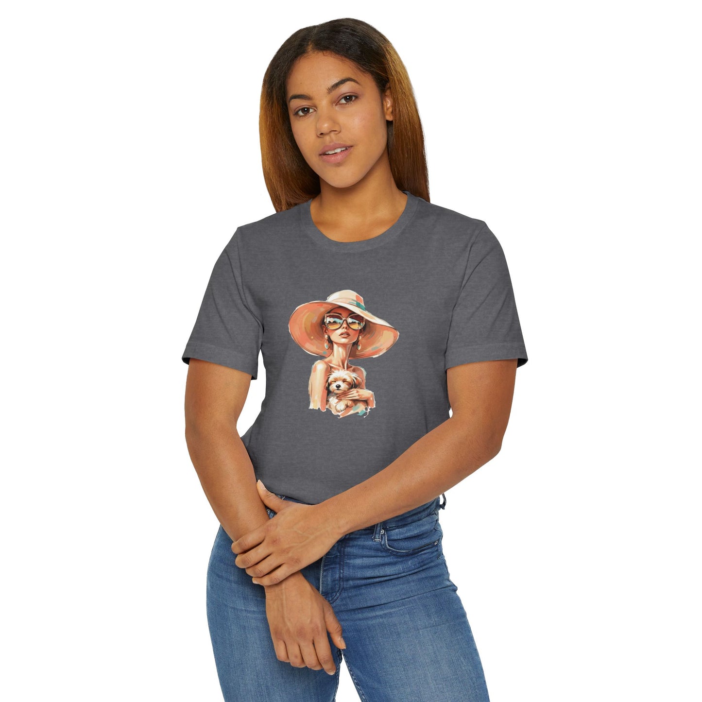 Woman in Sun Hat Holding Puppy T-Shirt – Cute Summer Dog Lover Tee