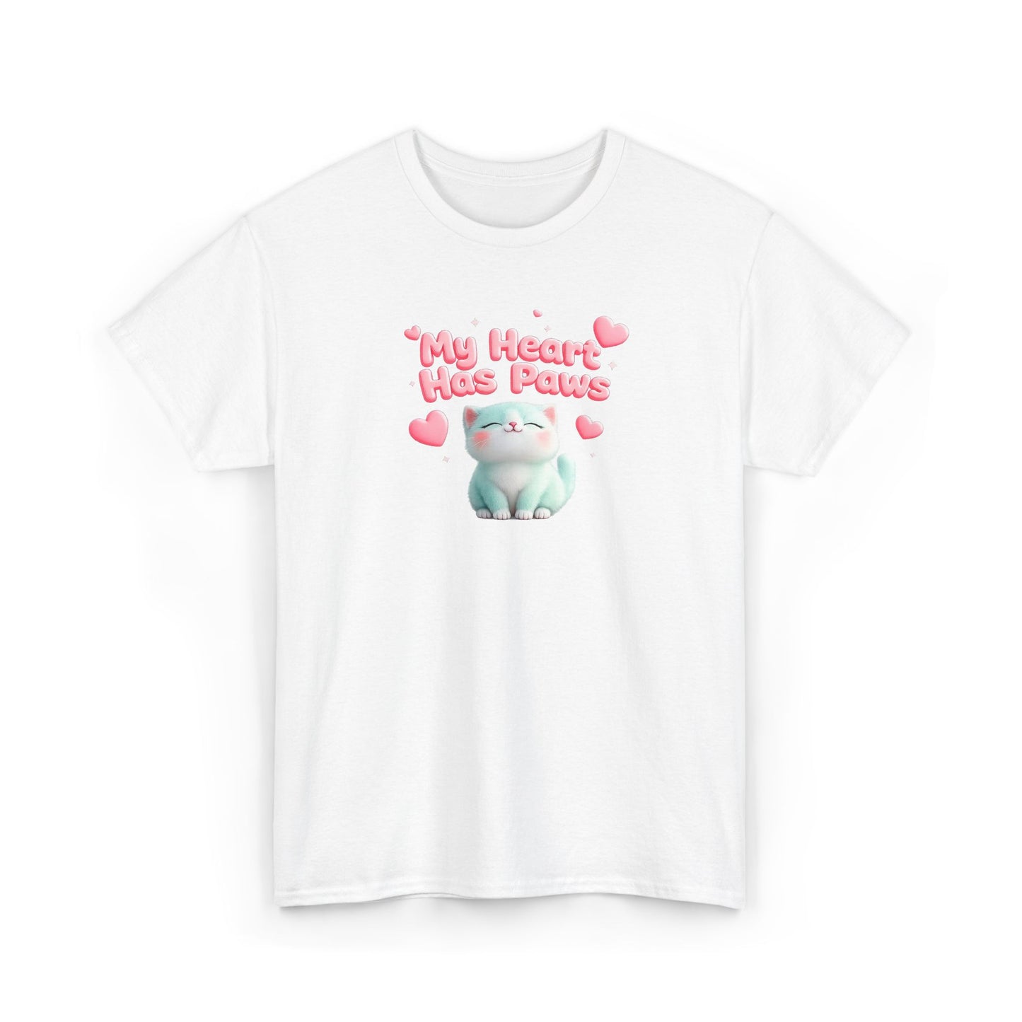 Cute Cat T‑Shirt — "My Heart Has Paws" Valentine Pet Lover Tee