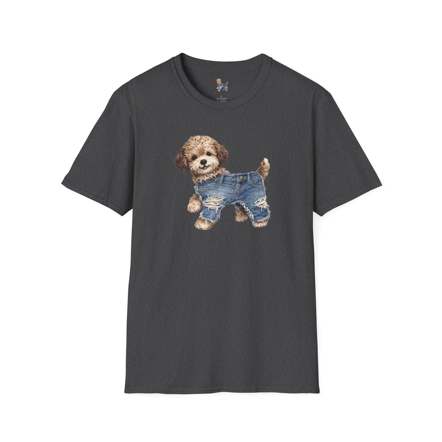 Cute Puppy in Denim T-Shirt — Adorable Dog Graphic Tee