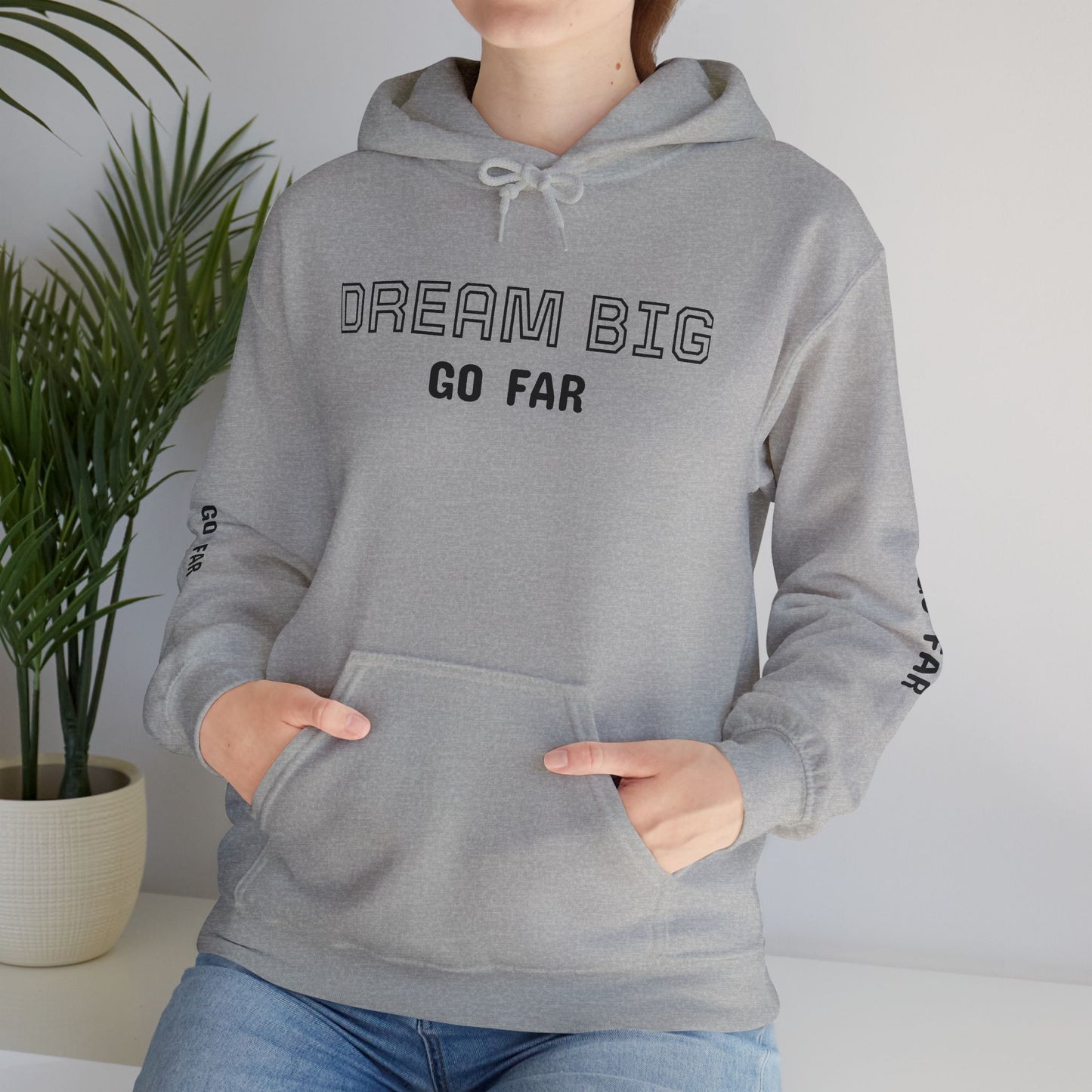 Dream Big Hoodie — Inspirational Watercolor Text Hooded Sweatshirt