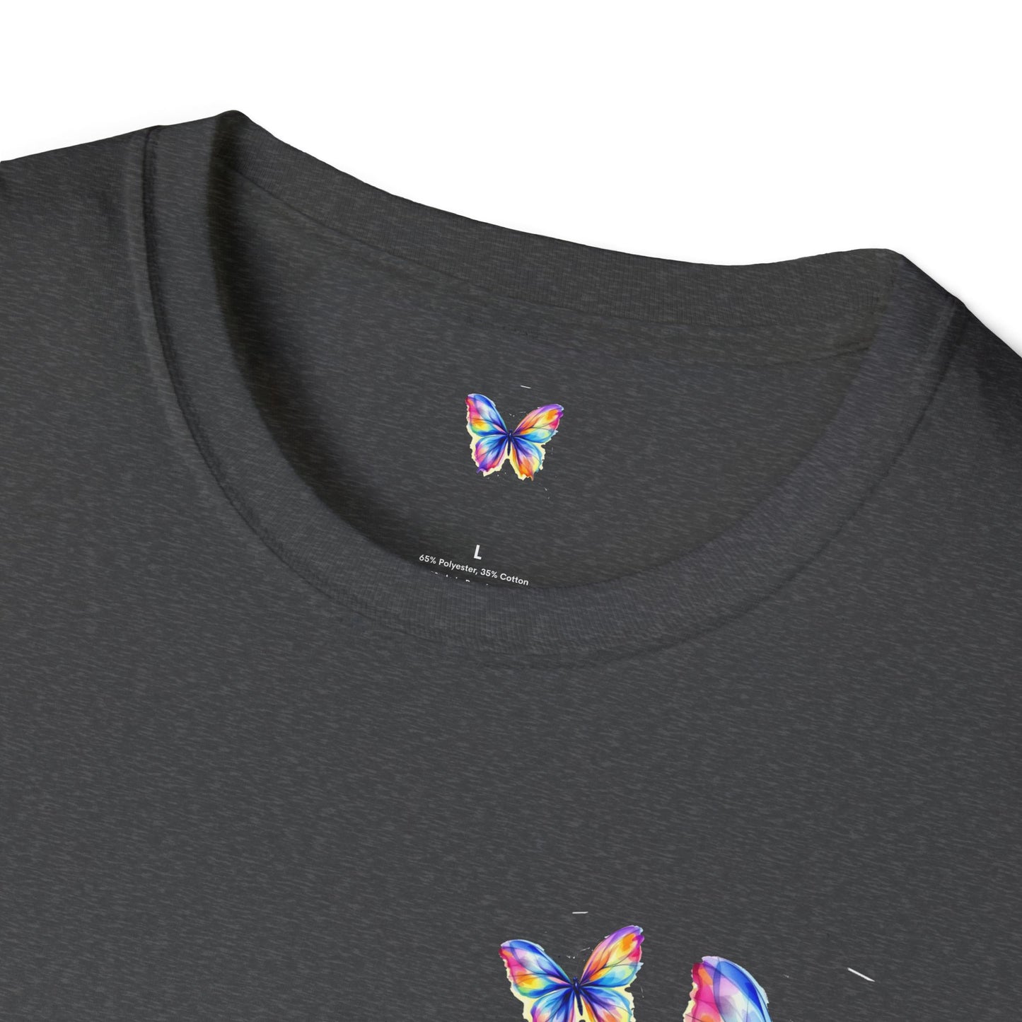 Butterfly Chest Print T-Shirt — Colorful Watercolor Butterflies Tee