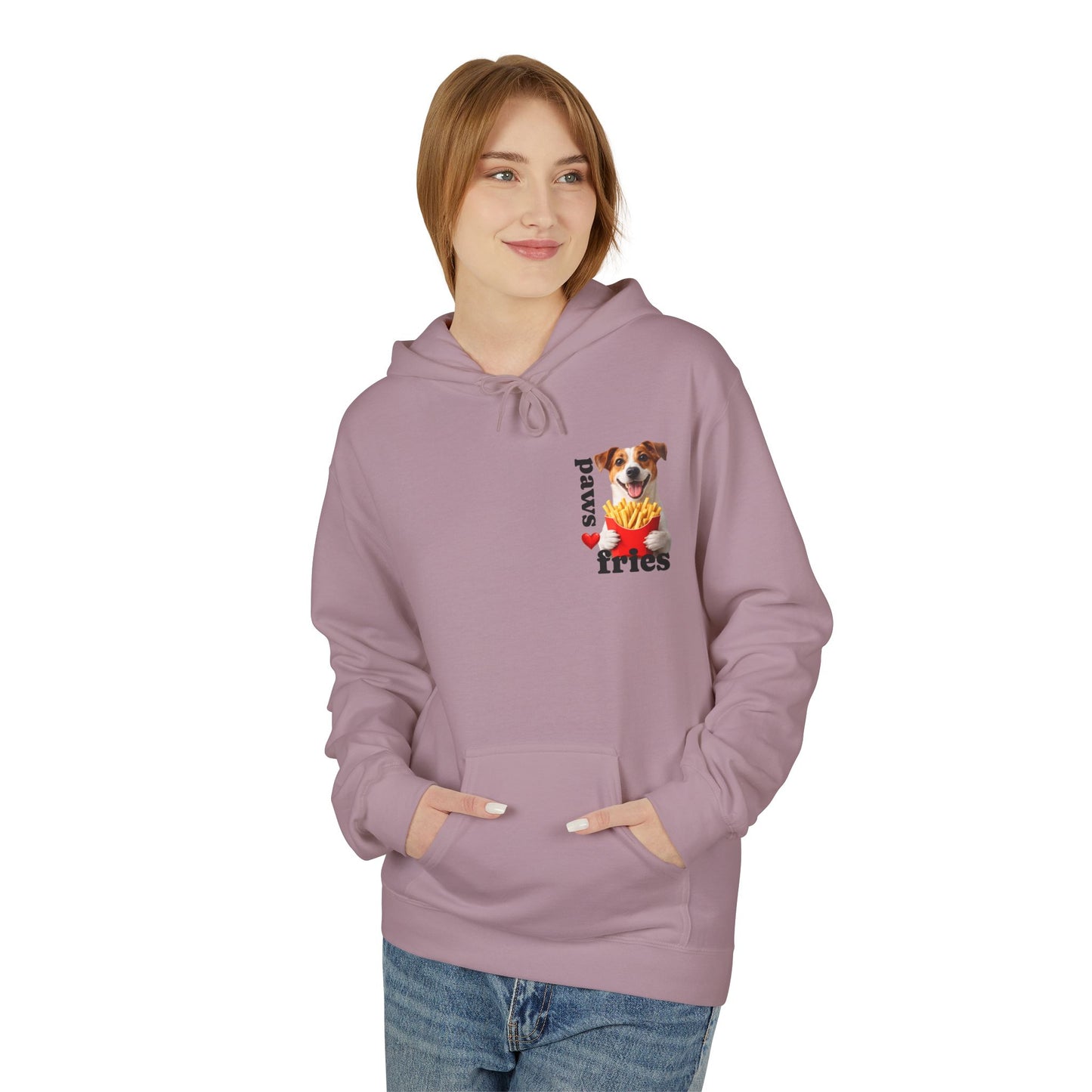 Dog & Fries Hoodie - "Paws Love Fries" Cute Pet Graphic Pullover