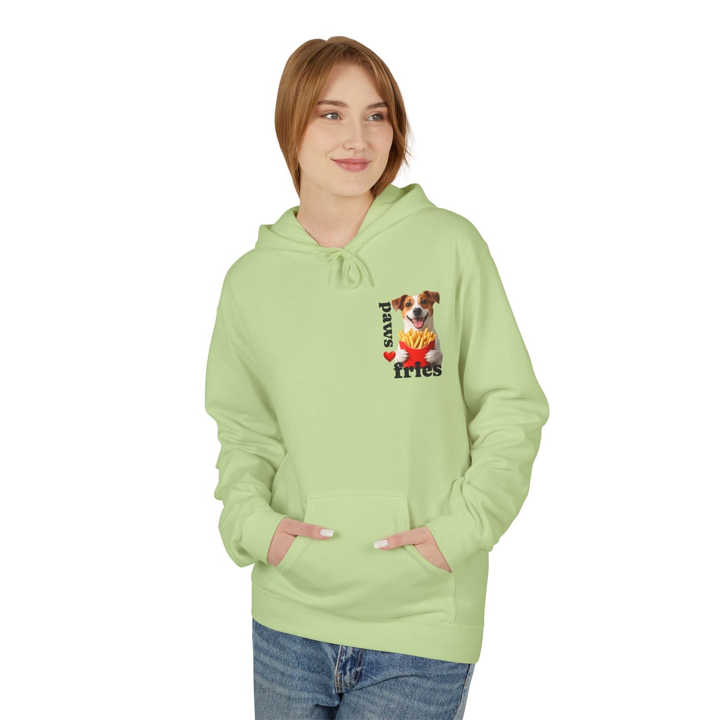 Dog & Fries Hoodie - "Paws Love Fries" Cute Pet Graphic Pullover