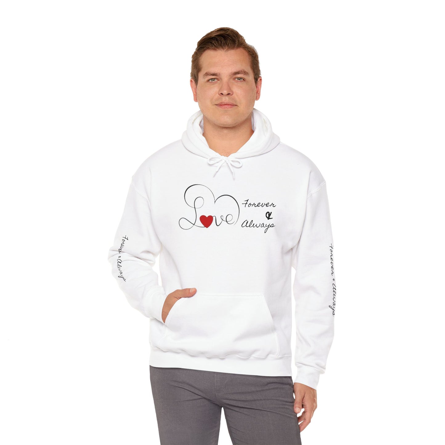 Hoodie - 'Love Forever & Always' Heart Script Pullover