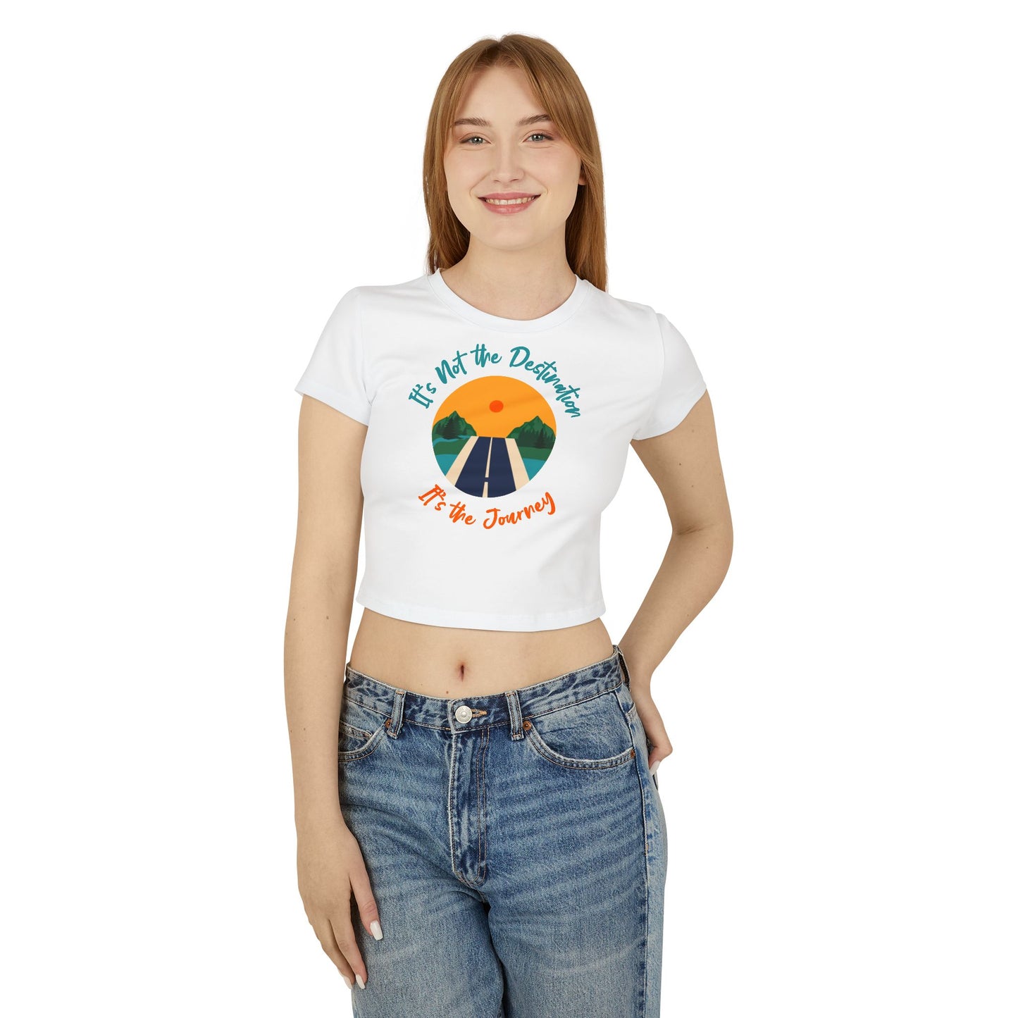 Women's Baby Tee - 'It's Not the Destination, It's the Journey' Retro Roadtrip Graphic