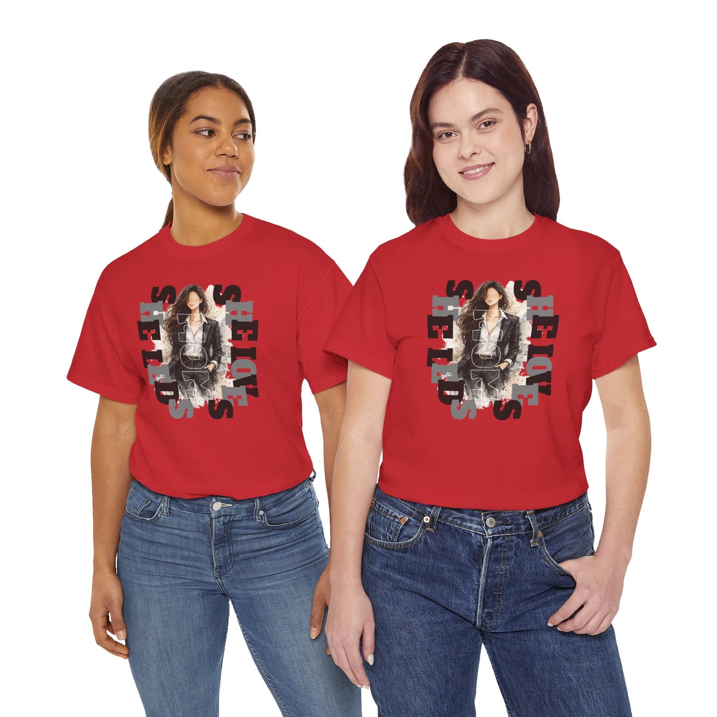 She Leads She Loves Graphic Tee — Feminine Empowerment T-Shirt