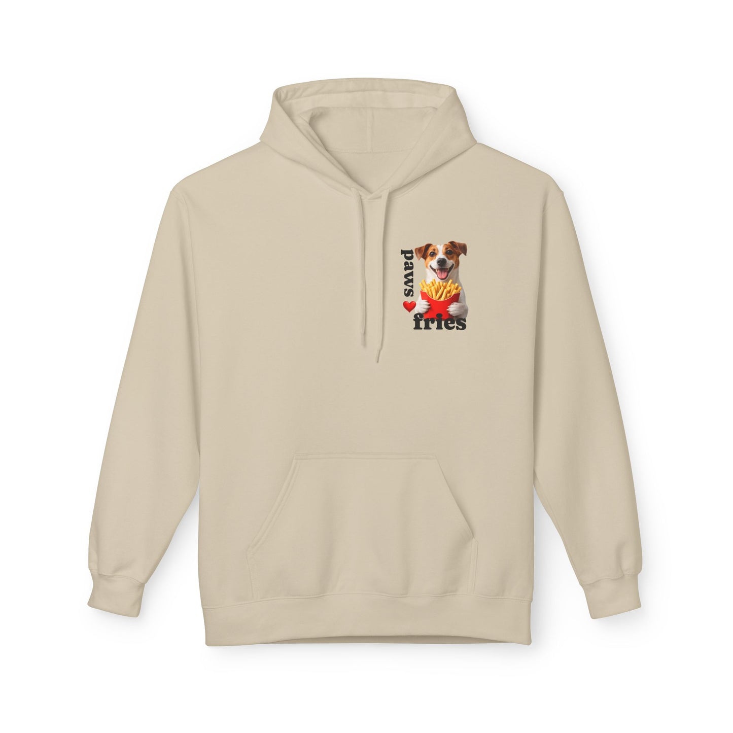 Dog & Fries Hoodie - "Paws Love Fries" Cute Pet Graphic Pullover