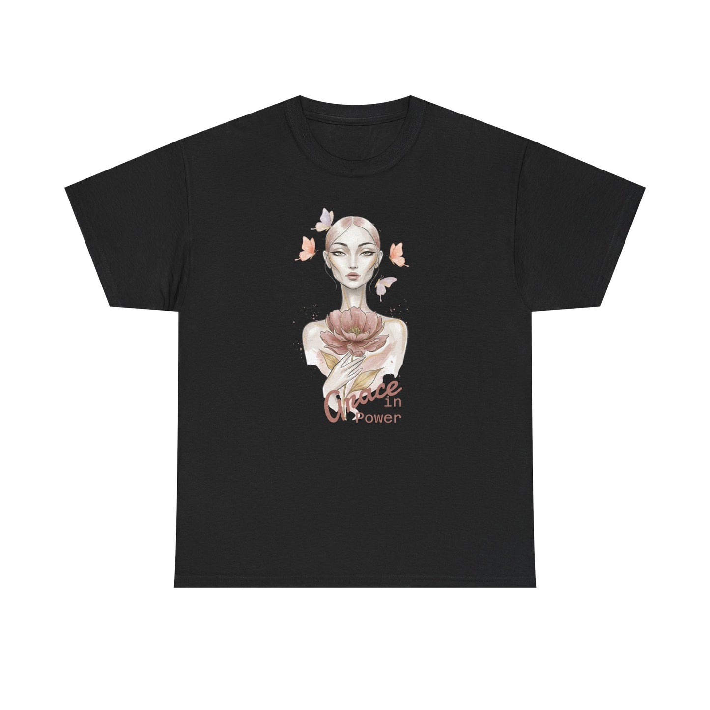 Grace in Power Tee — Feminine Portrait Floral Graphic T‑Shirt