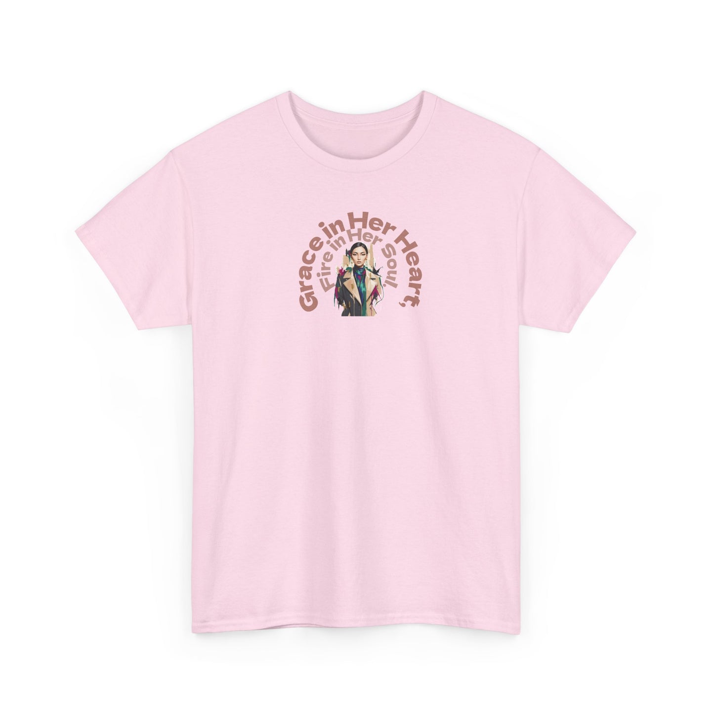 Grace in Her Heart, Fire in Her Soul T-Shirt — Inspirational Women's Graphic Tee