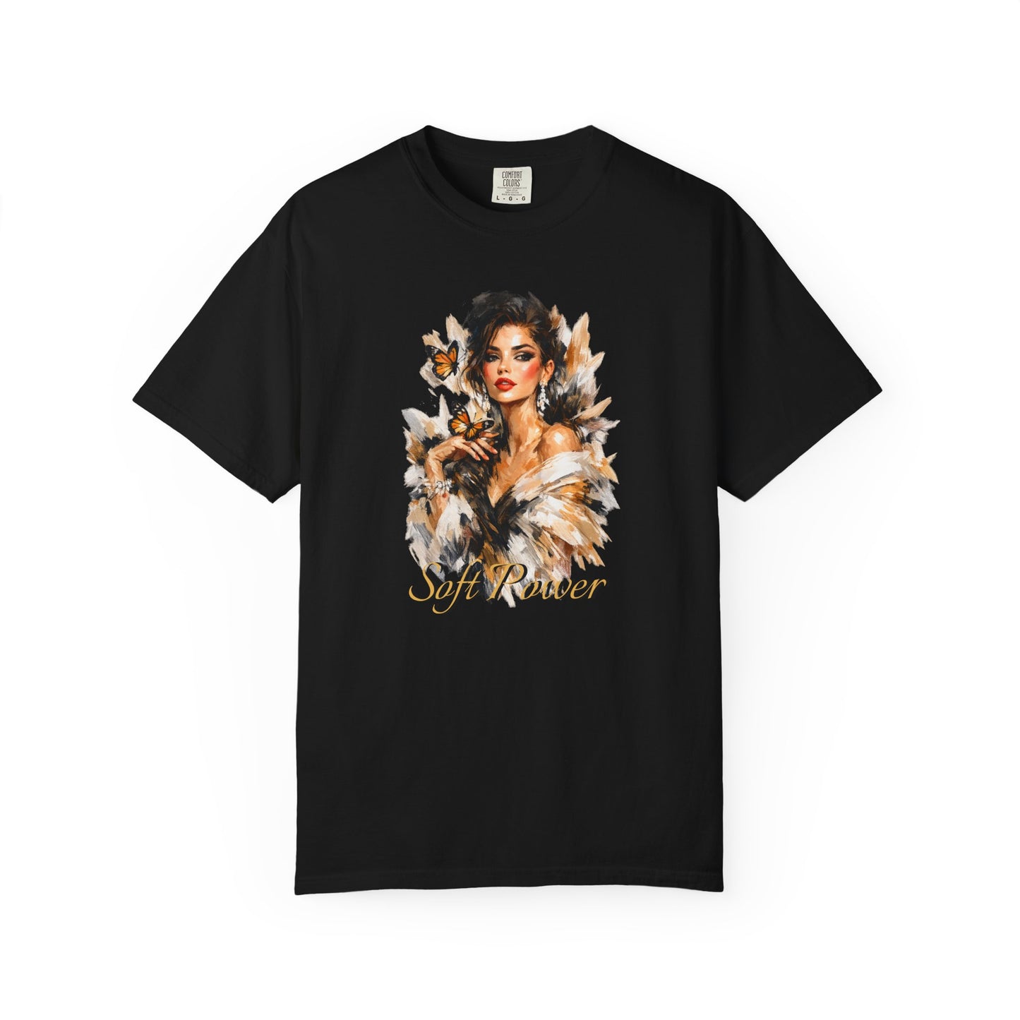 Soft Power Graphic T-Shirt — Empowered Woman Portrait Tee
