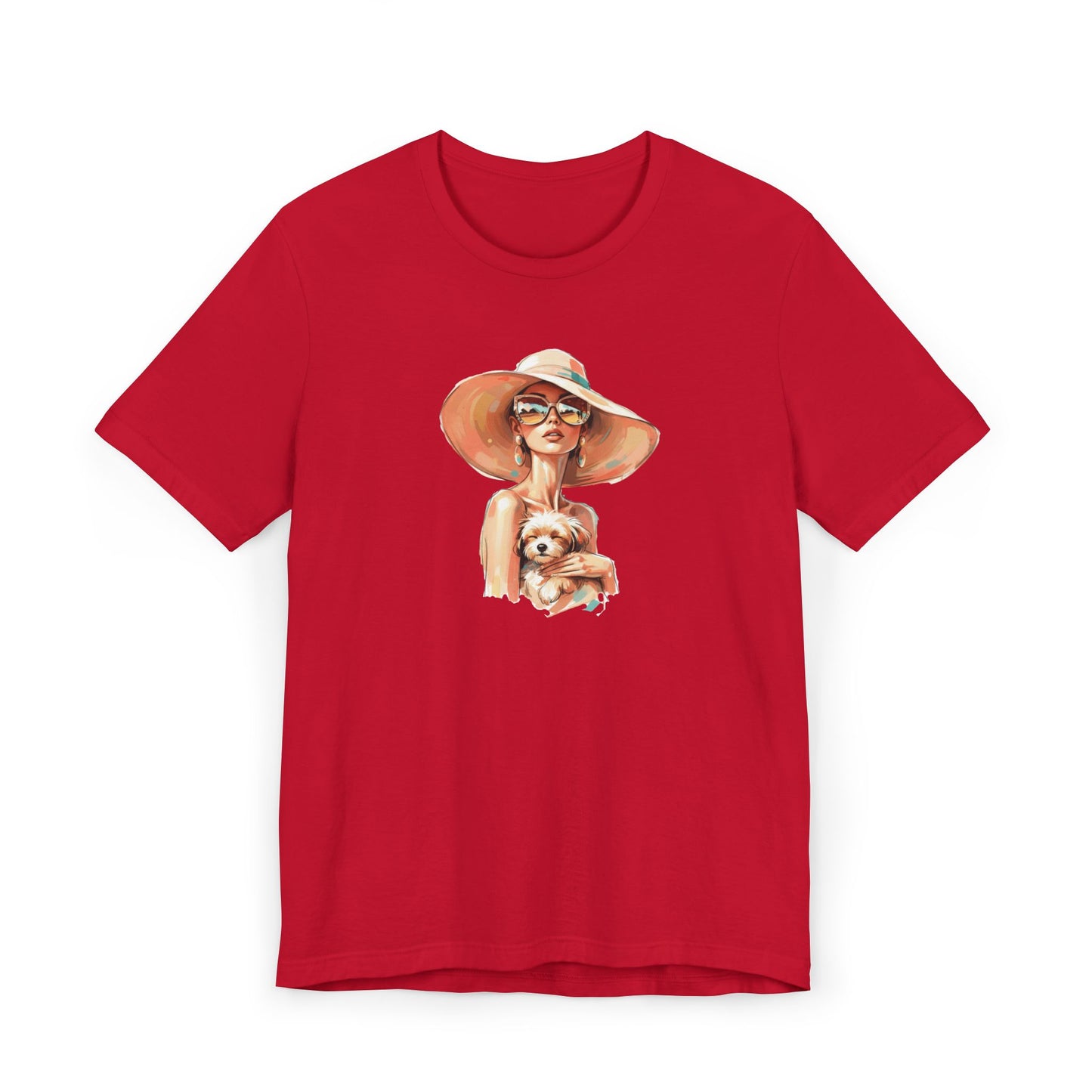 Woman in Sun Hat Holding Puppy T-Shirt – Cute Summer Dog Lover Tee
