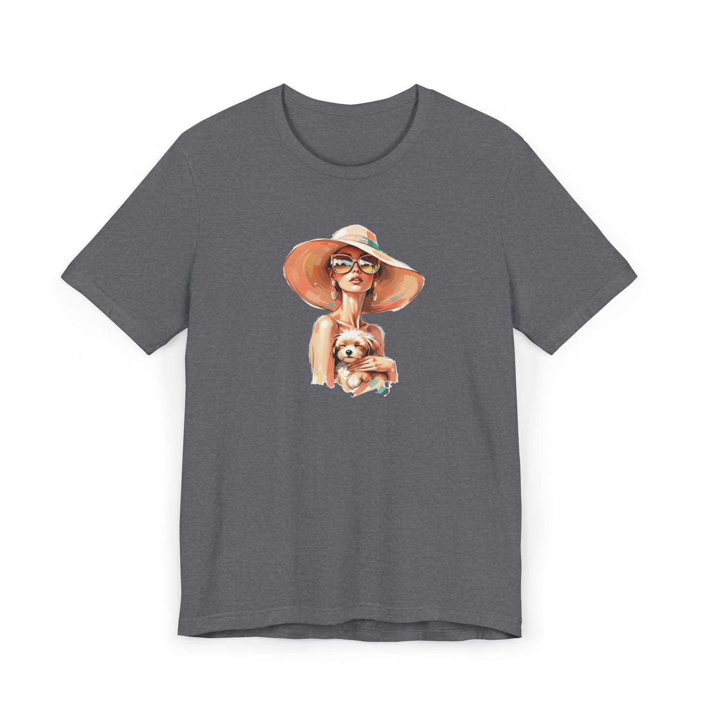 Woman in Sun Hat Holding Puppy T-Shirt – Cute Summer Dog Lover Tee