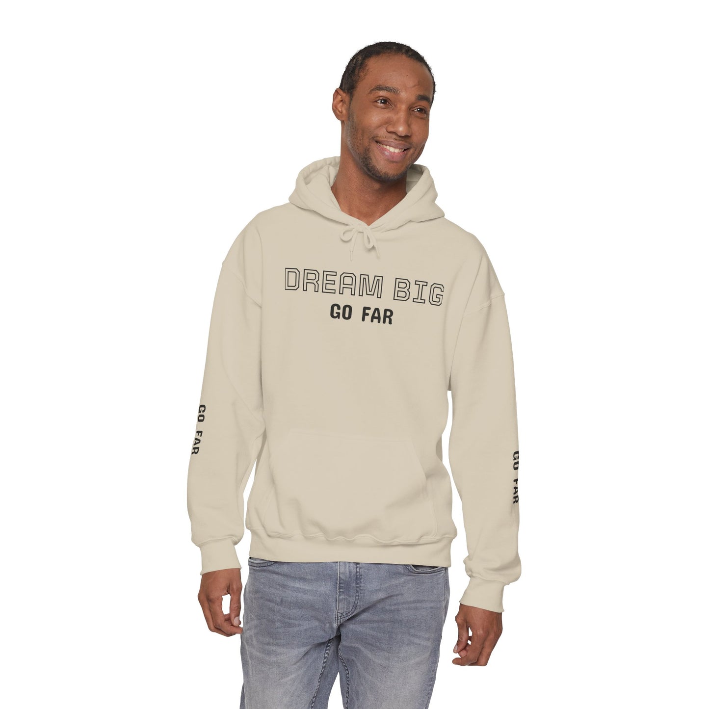 Dream Big Hoodie — Inspirational Watercolor Text Hooded Sweatshirt