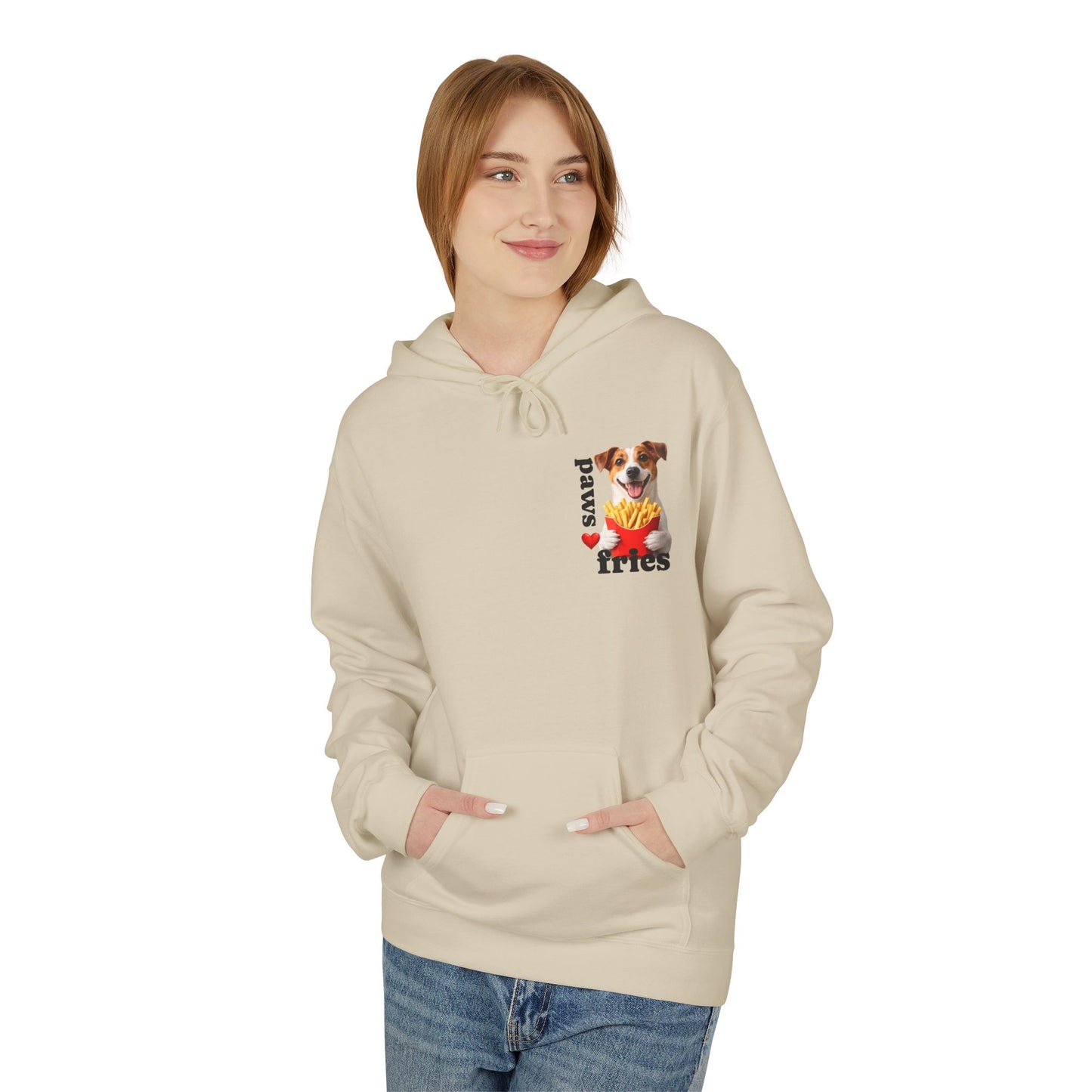 Dog & Fries Hoodie - "Paws Love Fries" Cute Pet Graphic Pullover