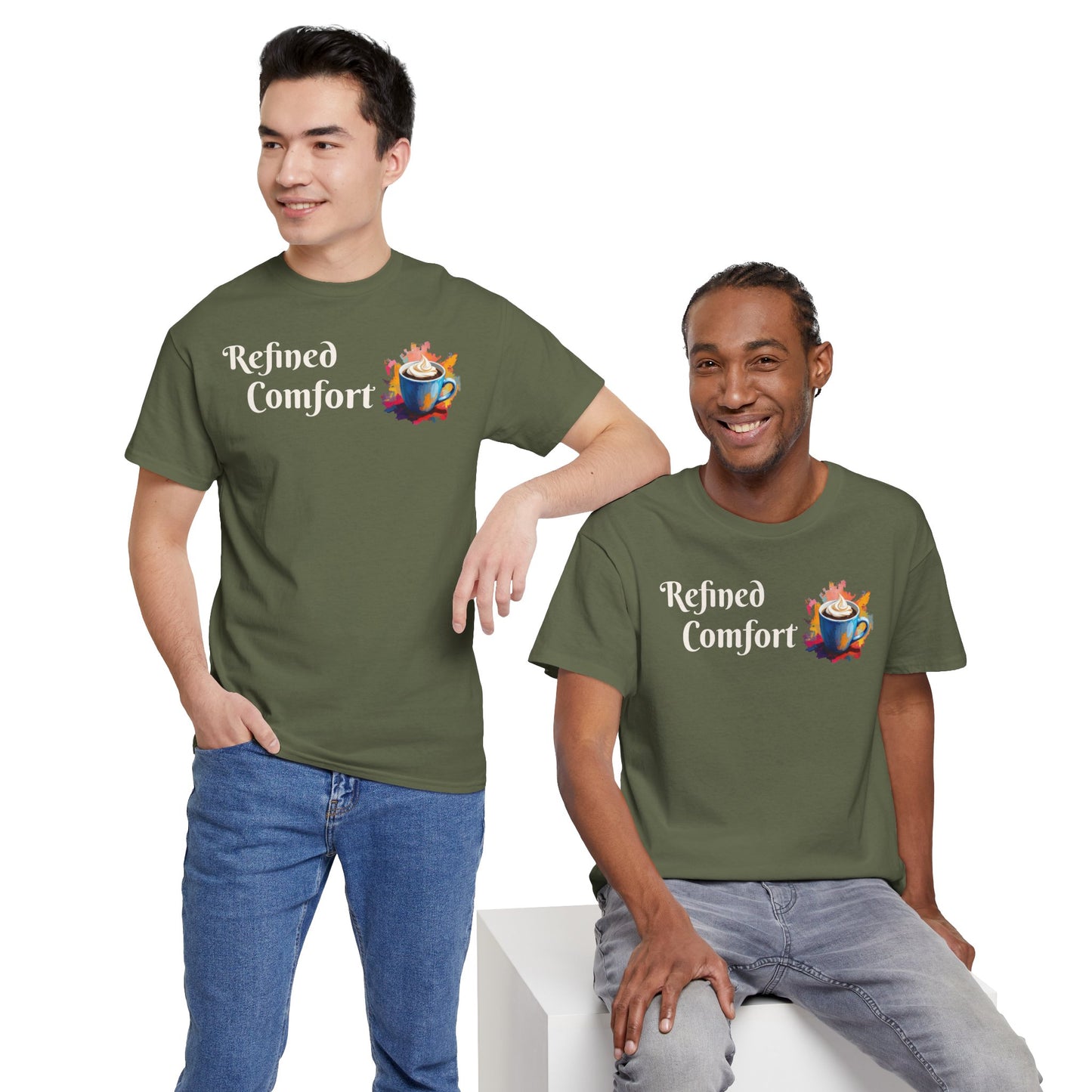 Refined Comfort Tee — Cozy Tea Cup Graphic Shirt