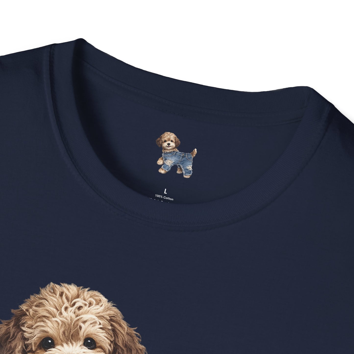 Cute Puppy in Denim T-Shirt — Adorable Dog Graphic Tee