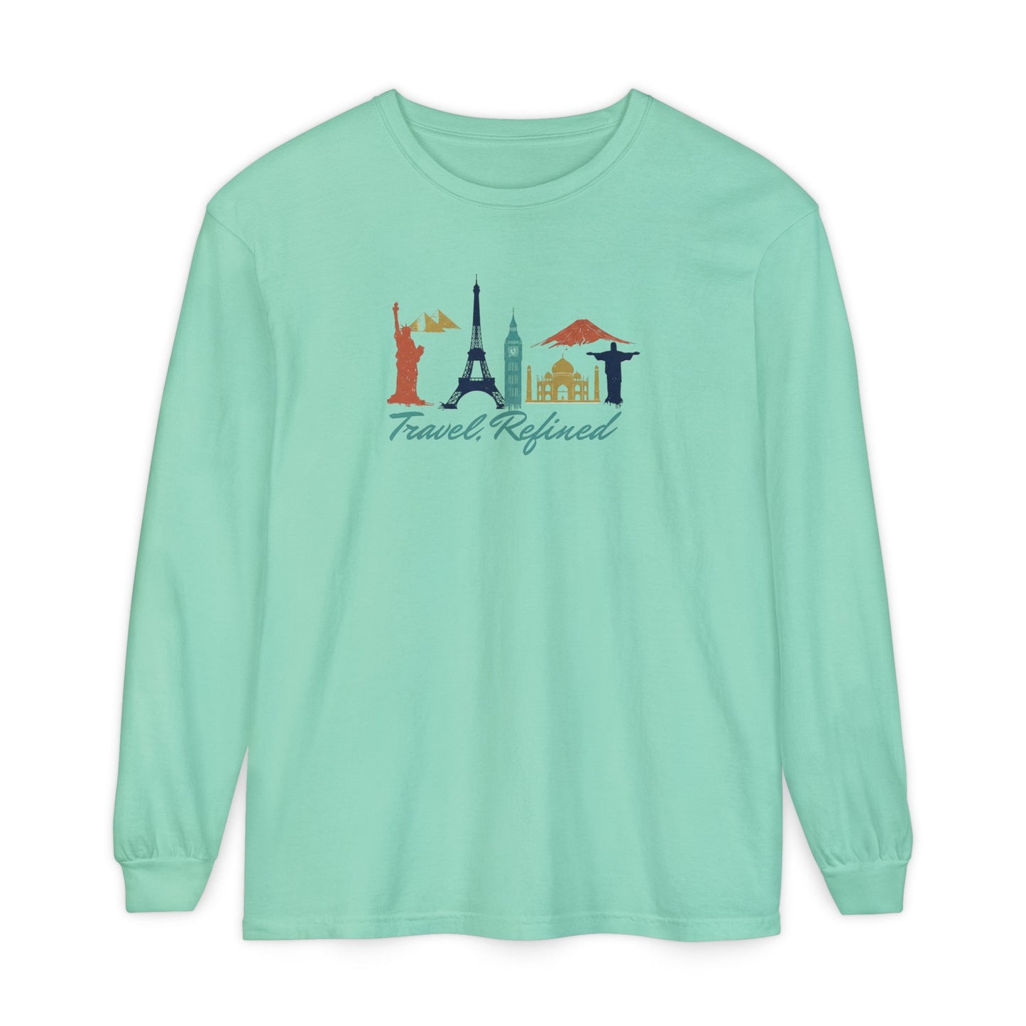 Travel Refined Long Sleeve T-Shirt — World Landmarks Graphic