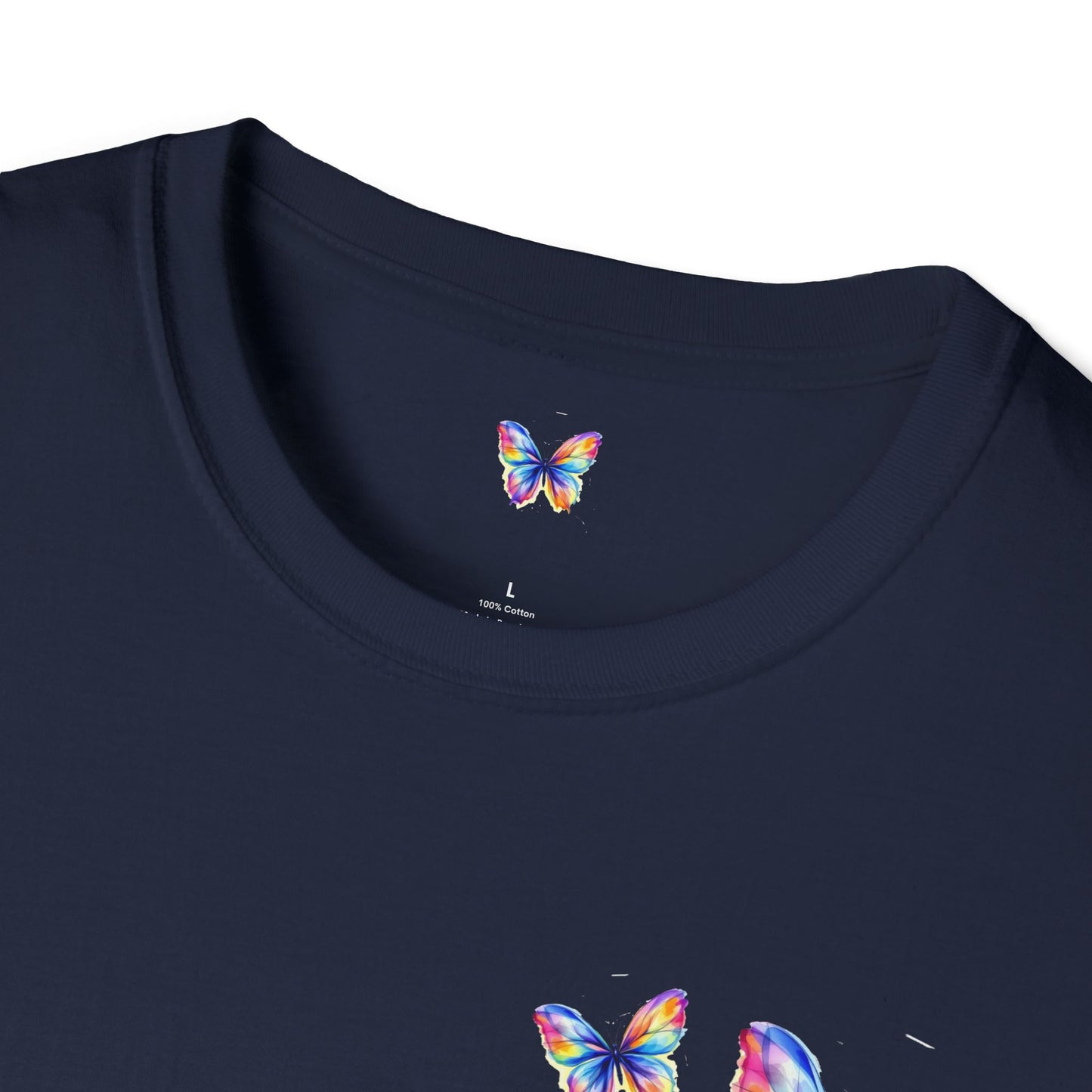 Butterfly Chest Print T-Shirt — Colorful Watercolor Butterflies Tee
