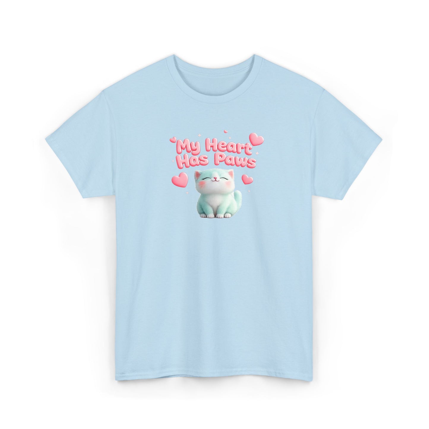Cute Cat T‑Shirt — "My Heart Has Paws" Valentine Pet Lover Tee