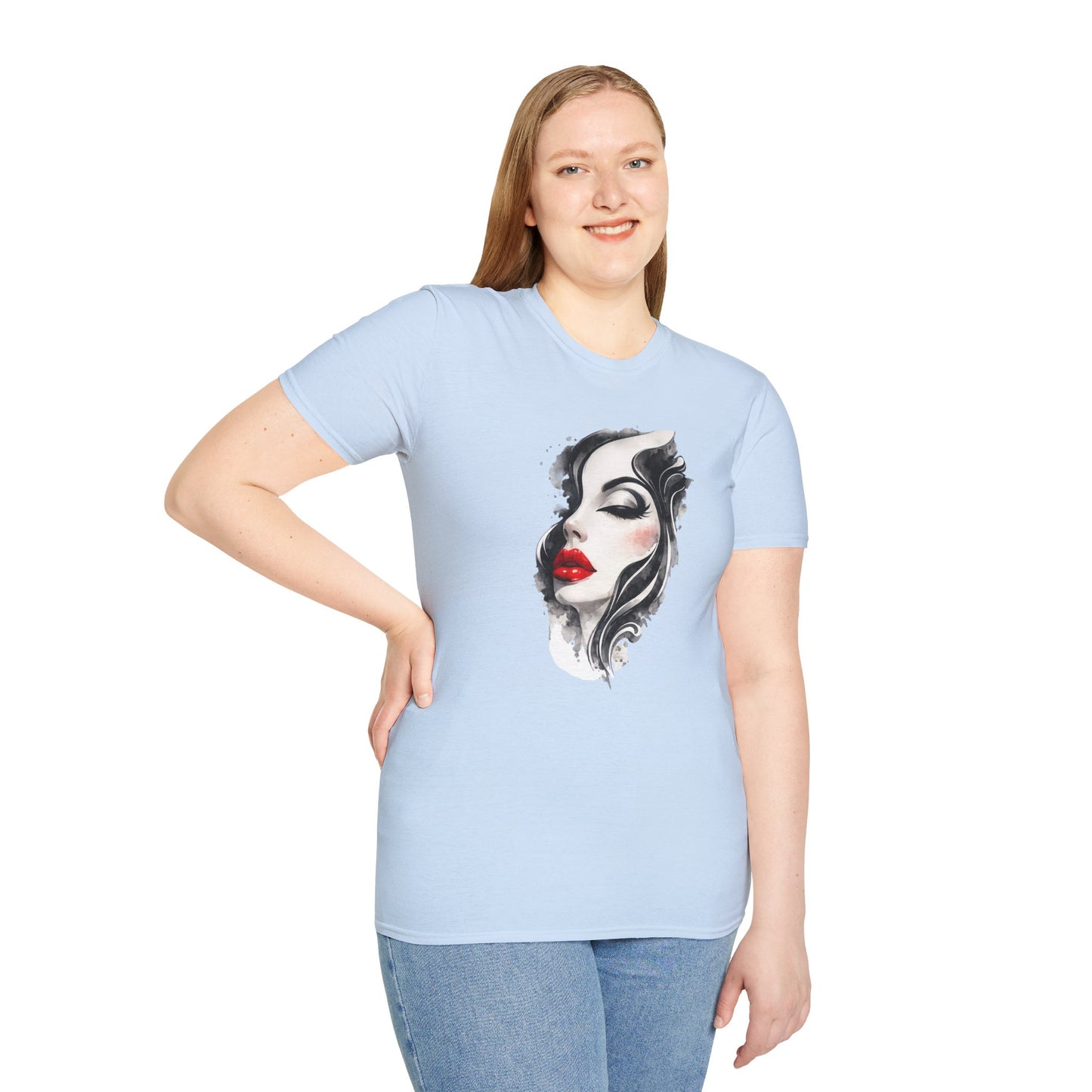 Fashion T-Shirt — Female Close-Up Portrait Graphic Tee