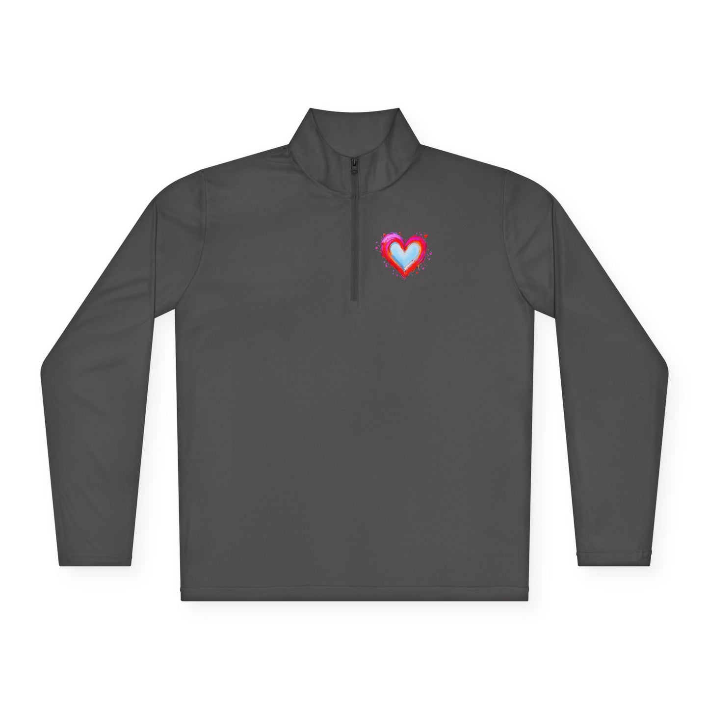 Heart Chest Quarter-Zip Pullover  — Cozy Valentine Gift