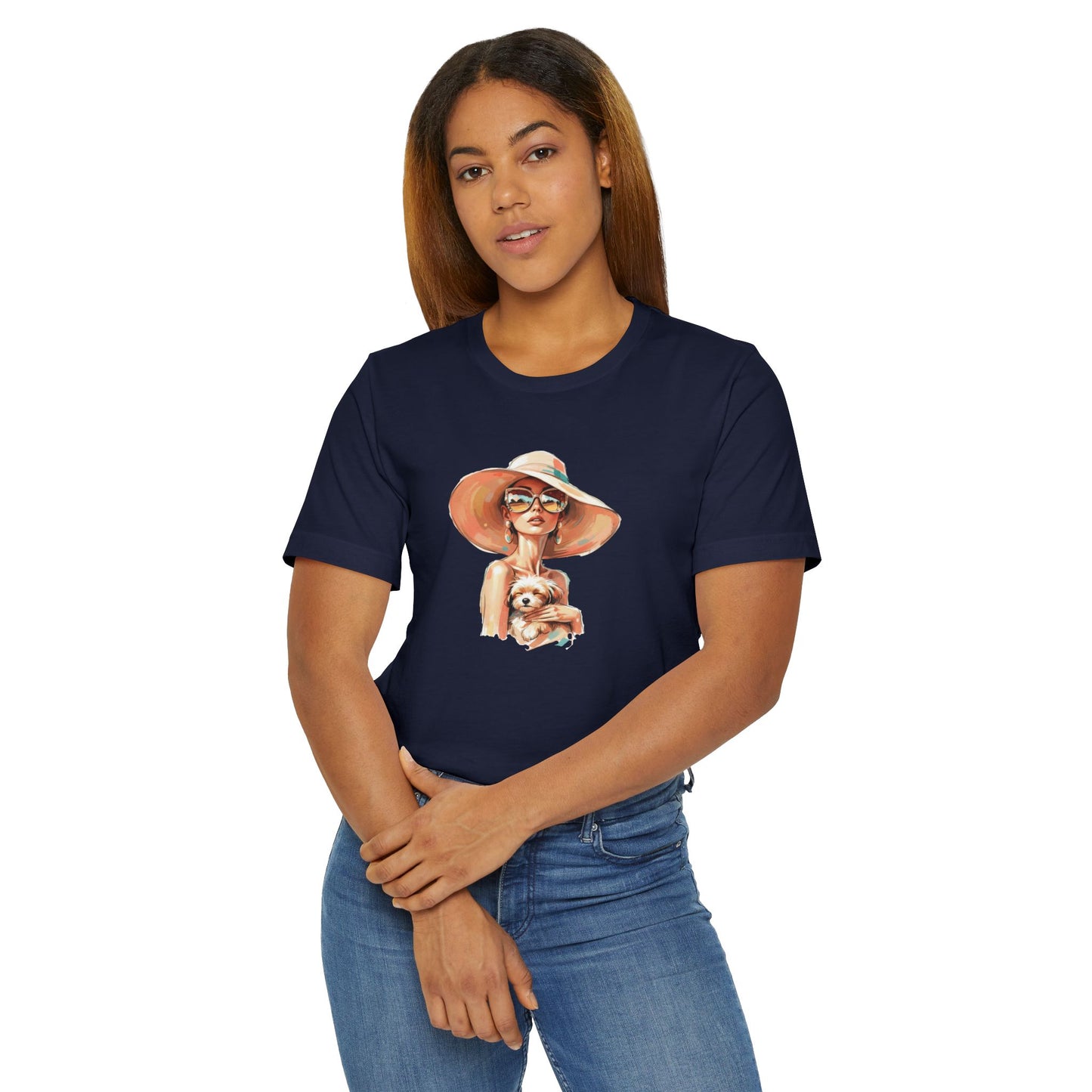 Woman in Sun Hat Holding Puppy T-Shirt – Cute Summer Dog Lover Tee