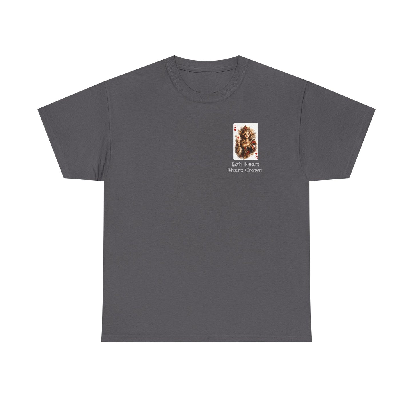 Soft Heart, Sharp Crown White Tee with Small Brown Bear Chest Patch Graphic