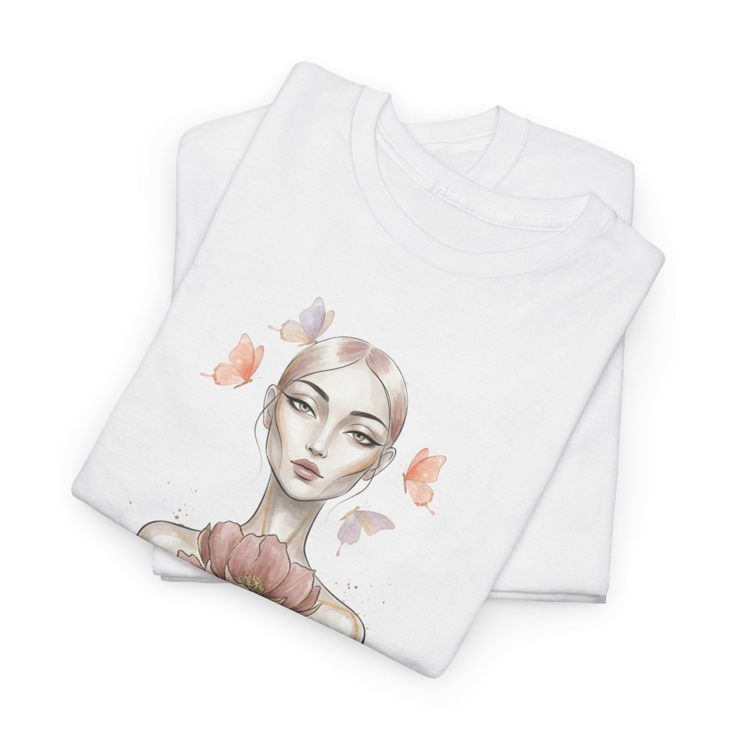 Grace in Power Tee — Feminine Portrait Floral Graphic T‑Shirt