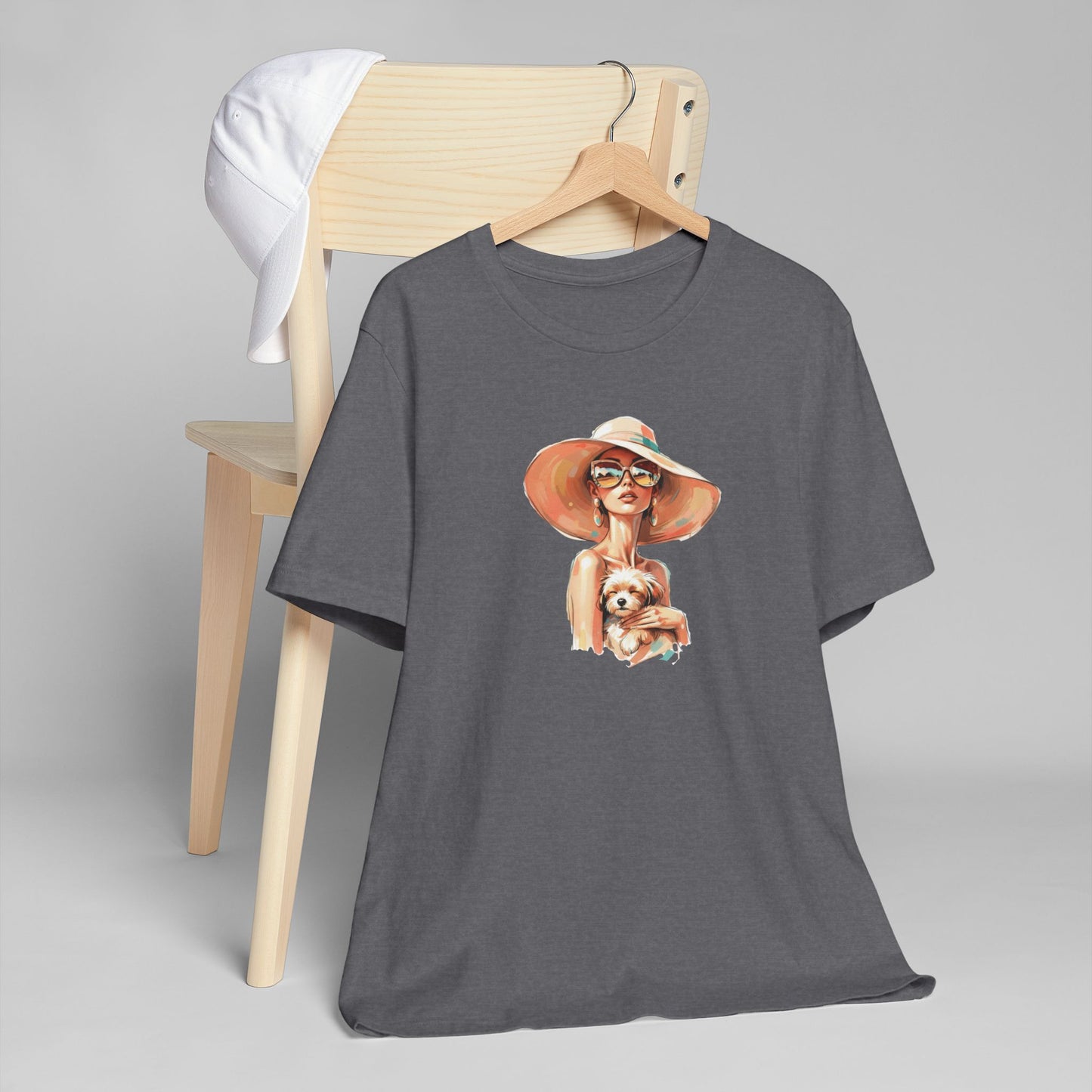 Woman in Sun Hat Holding Puppy T-Shirt – Cute Summer Dog Lover Tee
