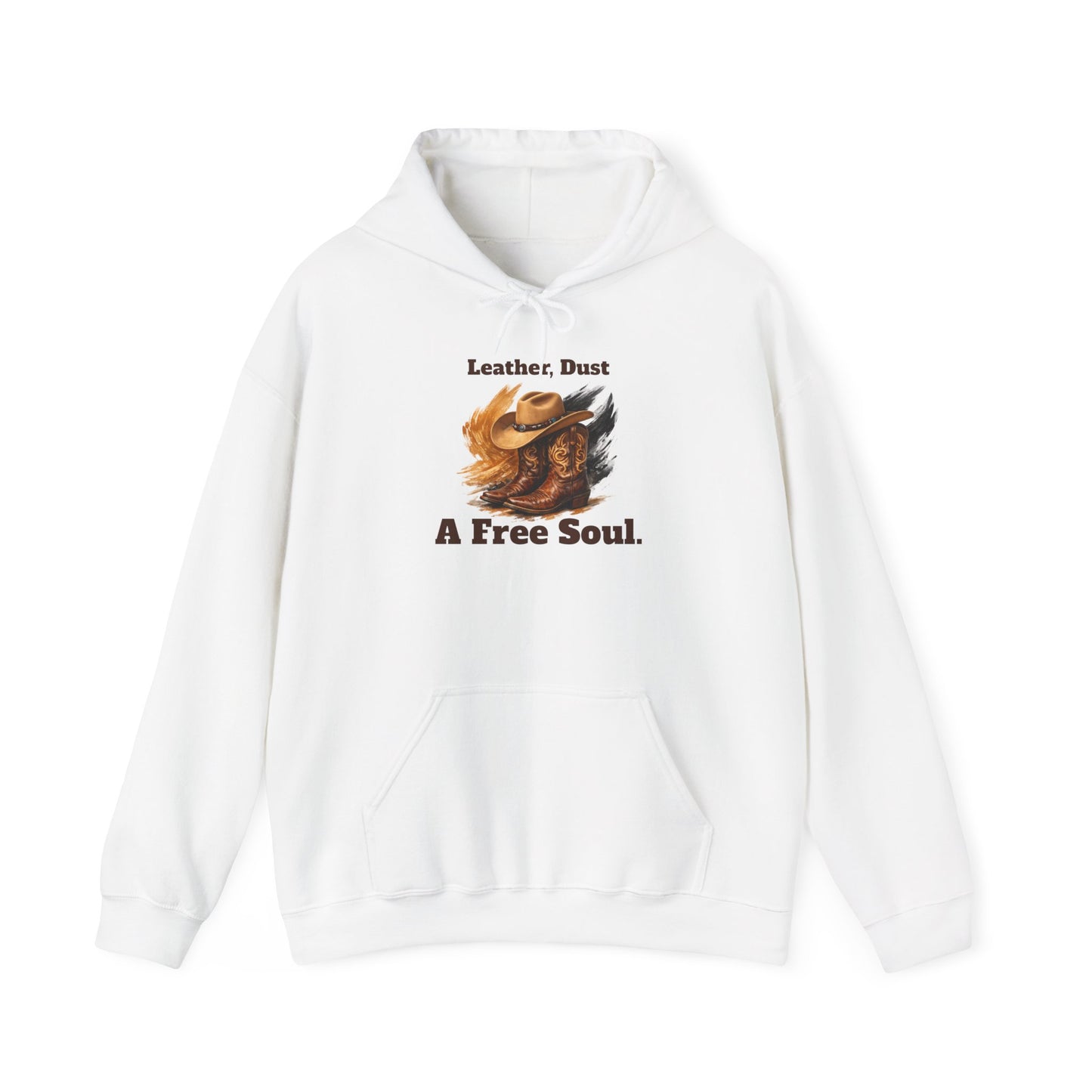 'Leather, Dust, A Free Soul' Hoodie — Vintage Boho Leather-Look Sweatshirt