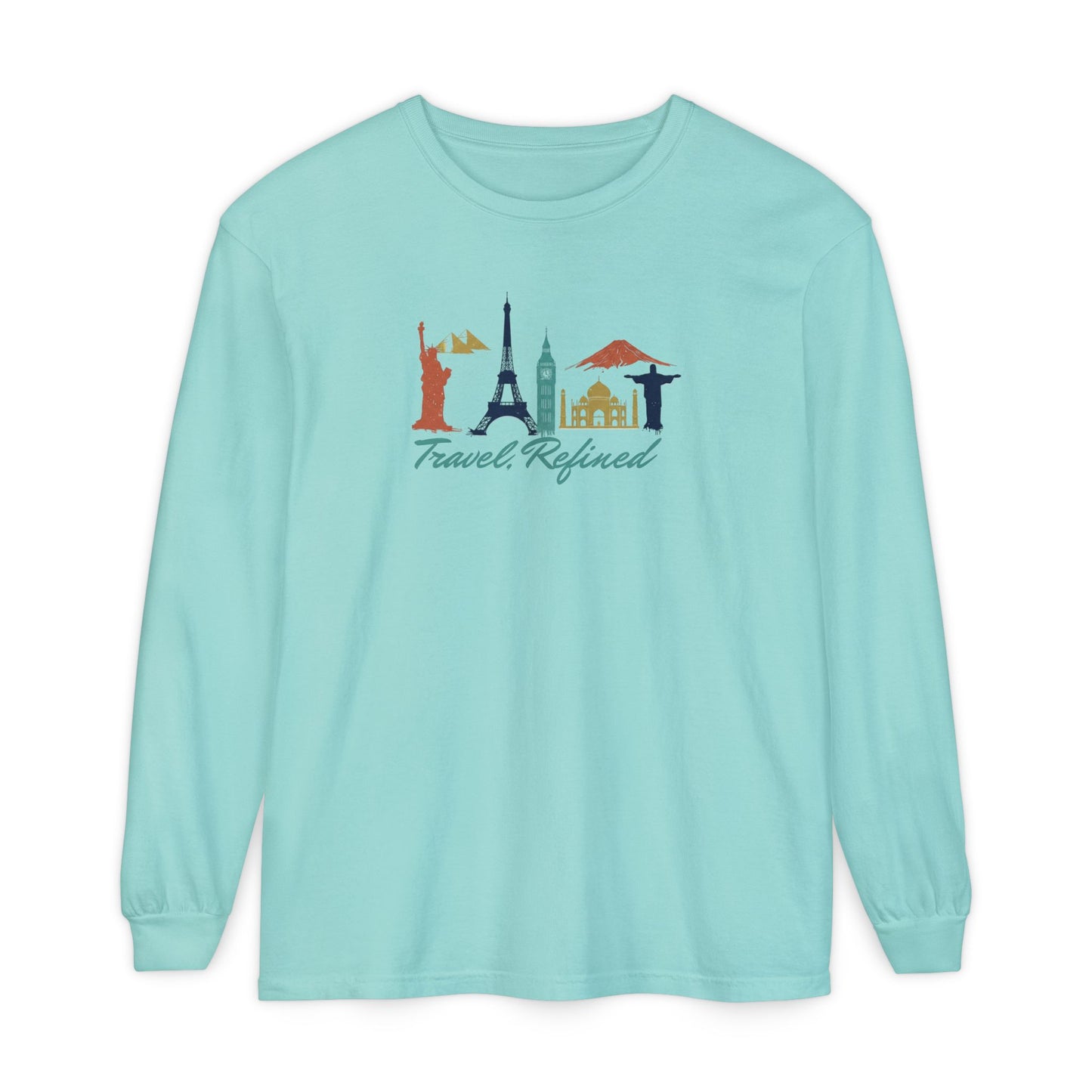 Travel Refined Long Sleeve T-Shirt — World Landmarks Graphic