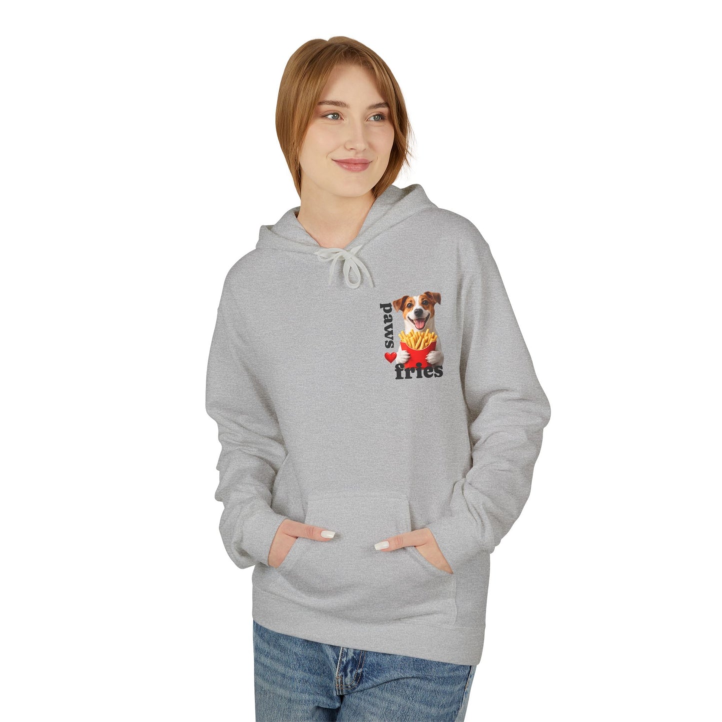 Dog & Fries Hoodie - "Paws Love Fries" Cute Pet Graphic Pullover