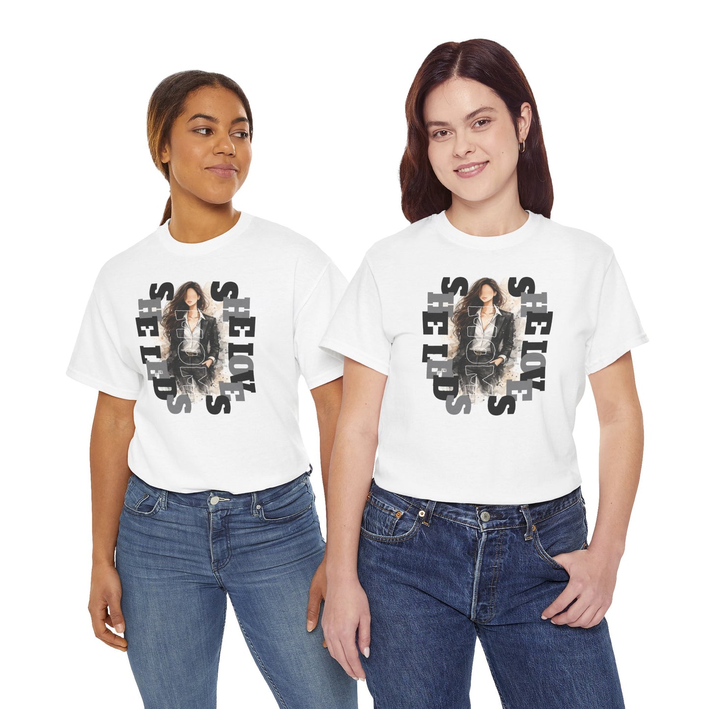 She Leads She Loves Graphic Tee — Feminine Empowerment T-Shirt