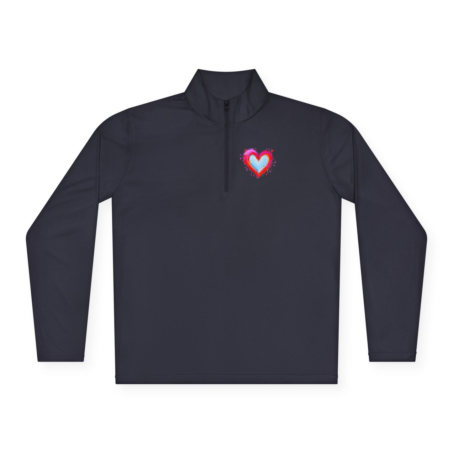 Heart Chest Quarter-Zip Pullover  — Cozy Valentine Gift