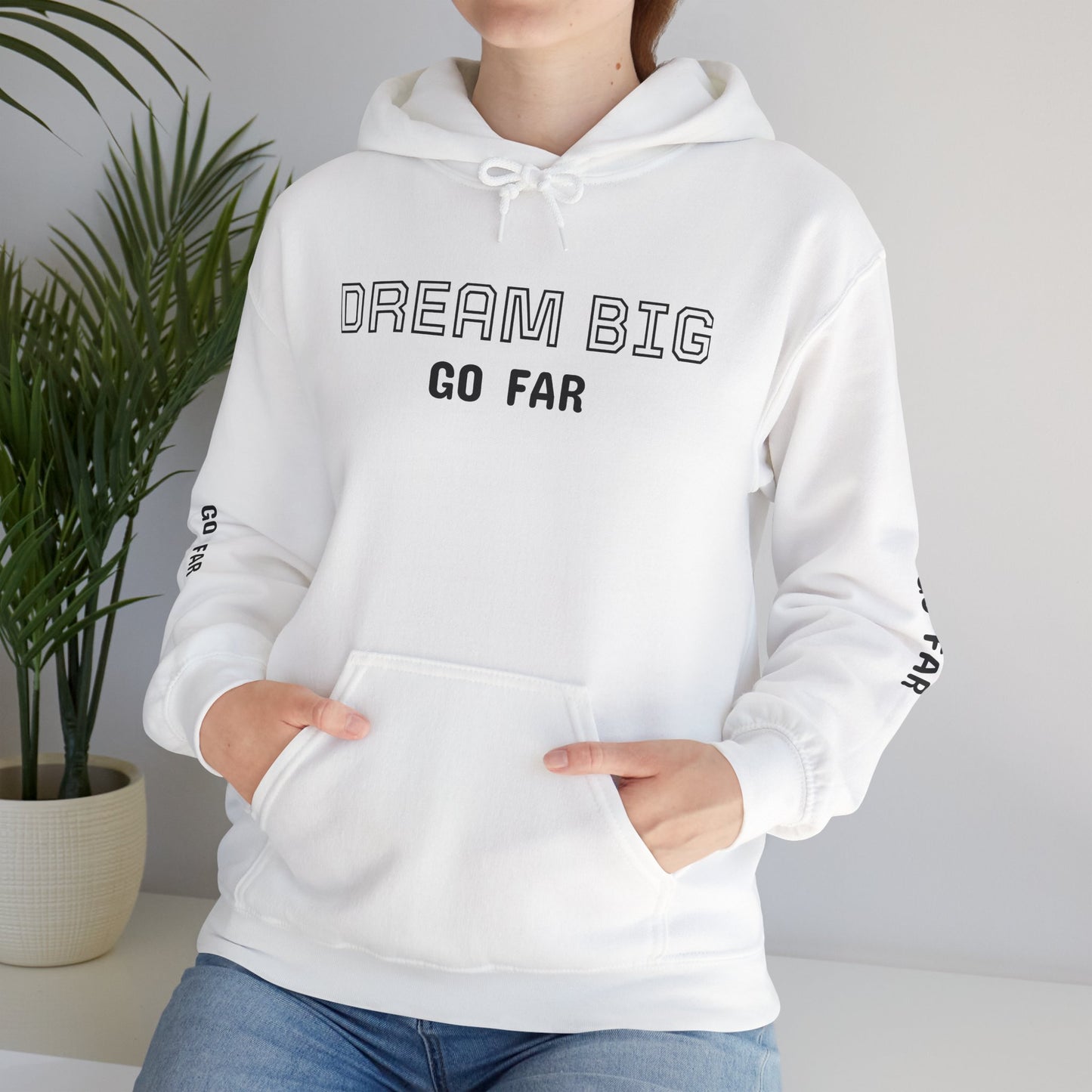 Dream Big Hoodie — Inspirational Watercolor Text Hooded Sweatshirt