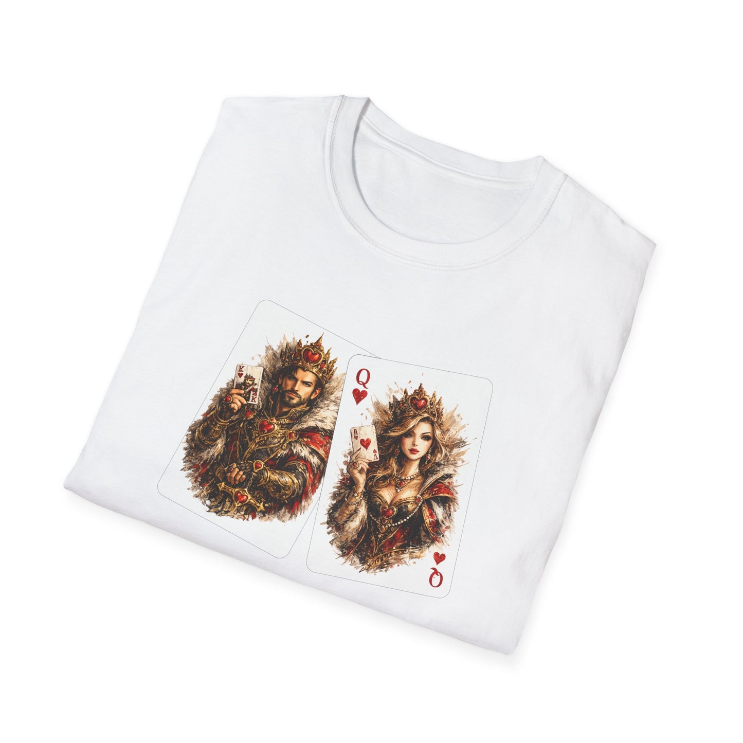 King & Queen Heart Playing Card T-Shirt — Regal Animal Art Tee