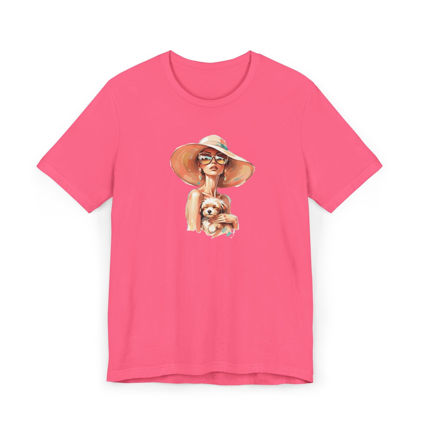 Woman in Sun Hat Holding Puppy T-Shirt – Cute Summer Dog Lover Tee